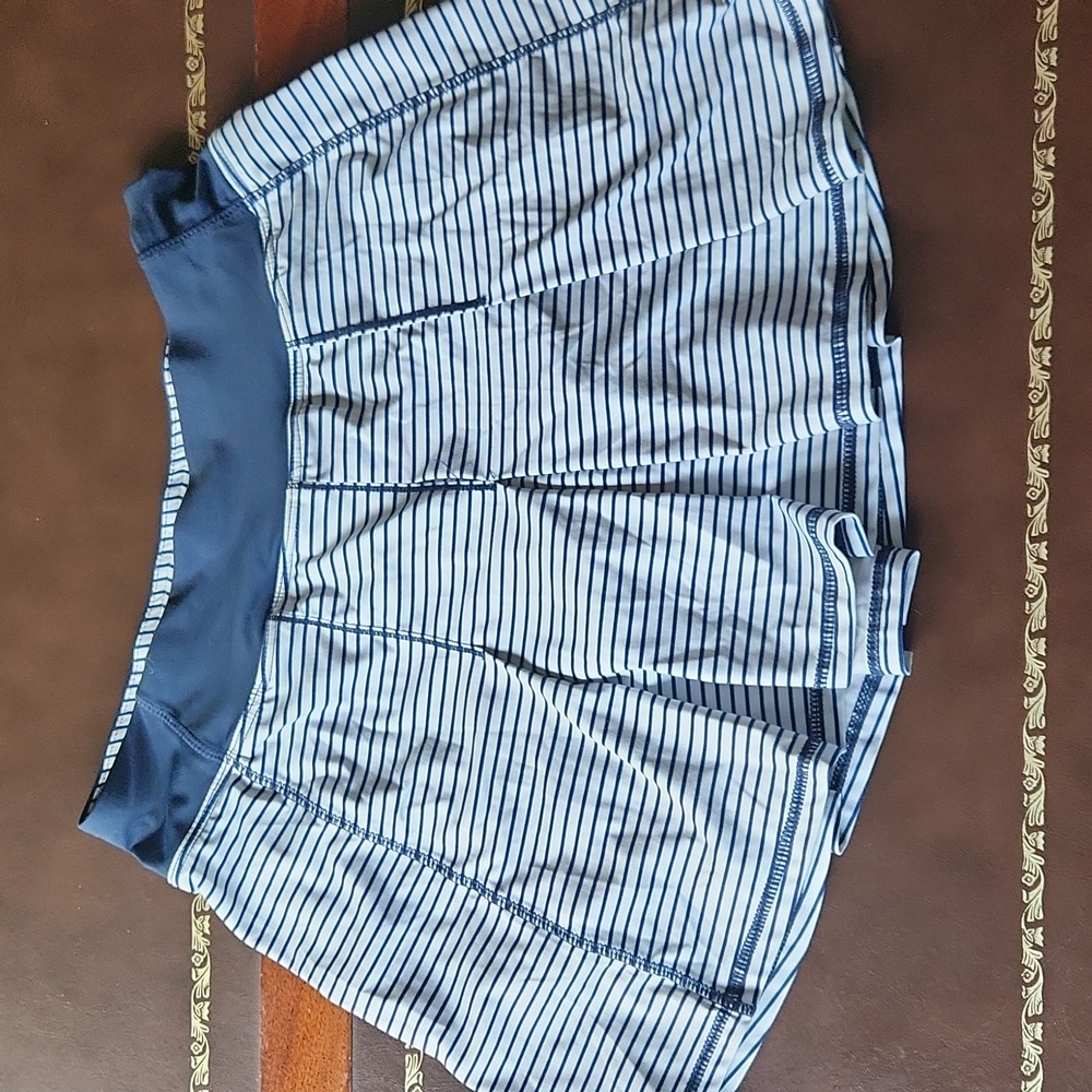 Navy Striped Women's Skirt Small Size Tennis Or Active Sport Skort With Back Zip